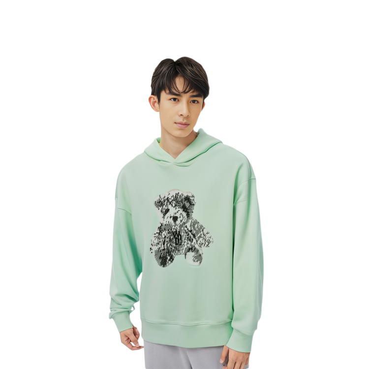 Shop WE11DONE SS23 ピクセルテディカートゥーングリーンプルオーバースウェット男女兼用 WD-TH1-23-994-U-EM