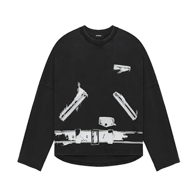 WE11DONE SS23 Printed Sweatshirt Unisex Black WD-TT1-23-866-U-BK