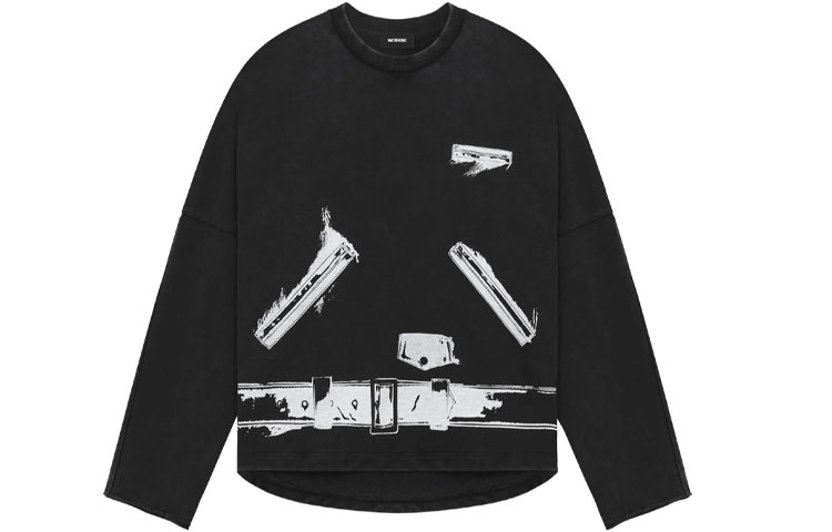 WE11DONE SS23 Printed Sweatshirt Unisex Black WD-TT1-23-866-U-BK 圖 2