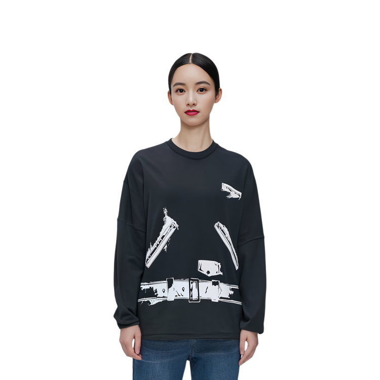 WE11DONE SS23 Printed Sweatshirt Unisex Black WD-TT1-23-866-U-BK 圖 3
