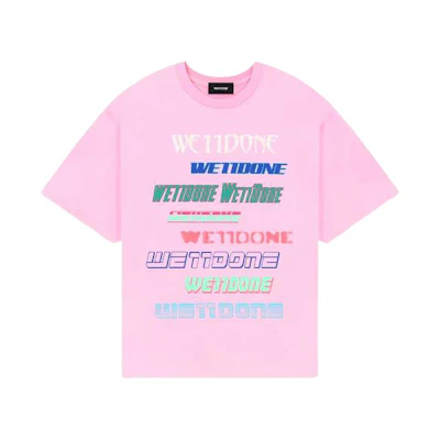 WE11DONE SS23 Rainbow Logo Embossed Dopamine Tee Unisex Pink WD-TT3-21-801-U-LP