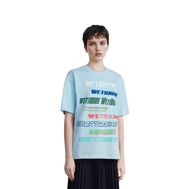 WE11DONE SS23 Sky Blue Rainbow Logo Embossed Print Unisex Dopamine T-Shirt. WD-TT3-21-801-U-SK 圖 5