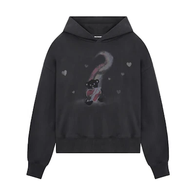 WE11DONE SS23 Teddy Bear Graphic Hoodie Unisex Pullover - Carbon Color WD-TH1-23-732-U-CH
