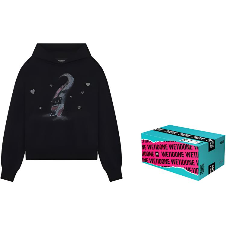 Sizing WE11DONE SS23 Sudadera con Capucha Unisex Oso Negro Edición Caja de Regalo. WD-TH1-23-732-U-BK
