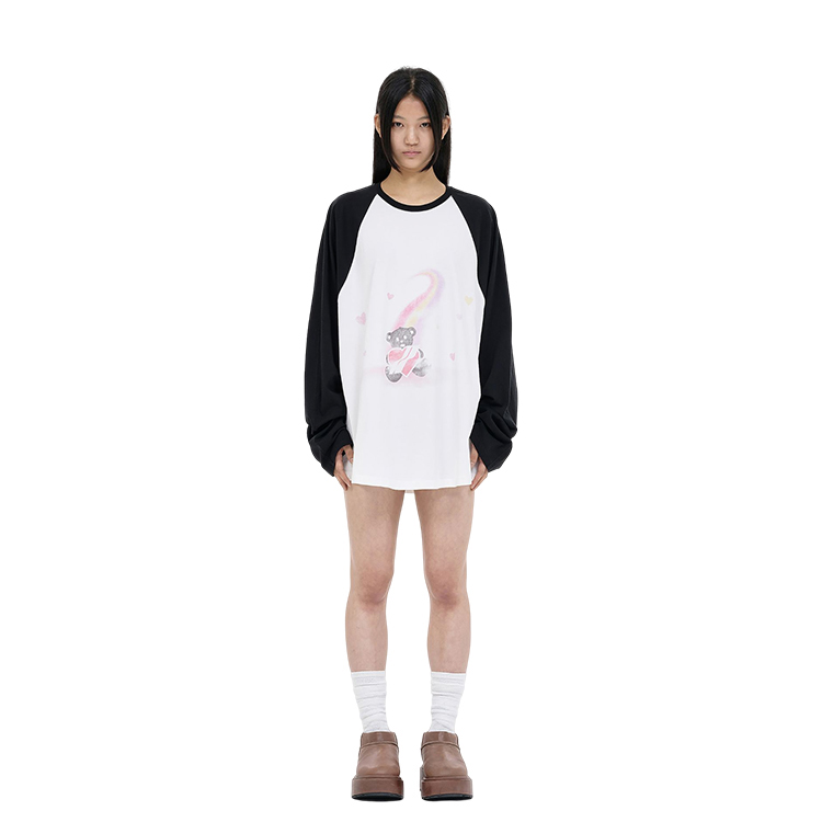 WE11DONE SS23 Teddy Bear Print Colorblock Unisex Crewneck Sweatshirt Black. WD-TT1-23-869-U-BK 圖 4