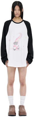 WE11DONE SS23 테디베어 프린트 컬러블록 유니섹스 크루넥 스웨트셔츠 블랙. WD-TT1-23-869-U-BK Shop WE11DONE SS23 테디베어 프린트 컬러블록 유니섹스 크루넥 스웨트셔츠 블랙. WD-TT1-23-869-U-BK