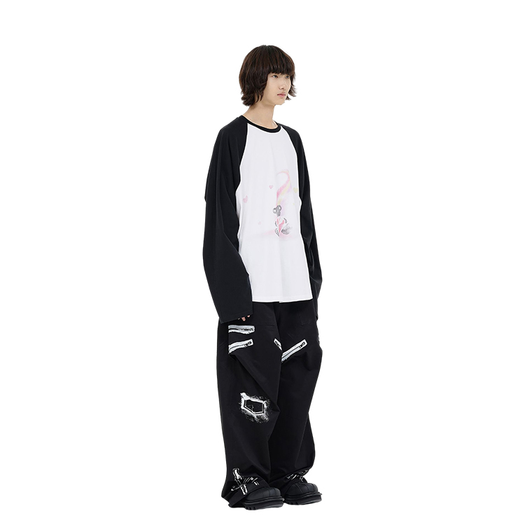 WE11DONE SS23 Teddy Bear Print Colorblock Unisex Crewneck Sweatshirt Black. WD-TT1-23-869-U-BK 圖 8