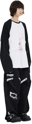 WE11DONE SS23 테디베어 프린트 컬러블록 유니섹스 크루넥 스웨트셔츠 블랙. WD-TT1-23-869-U-BK Cheap WE11DONE SS23 테디베어 프린트 컬러블록 유니섹스 크루넥 스웨트셔츠 블랙. WD-TT1-23-869-U-BK