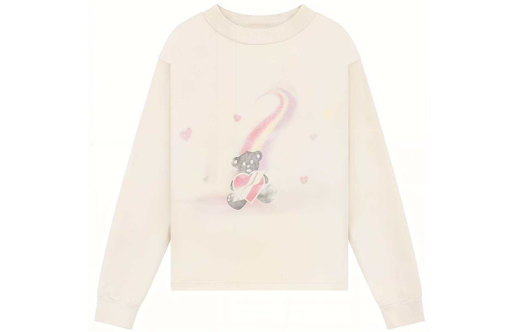 Order WE11DONE SS23 Teddy Bear Print Unisex Crewneck Long Sleeve Sweatshirt Beige WD-TT1-23-793-U-IV