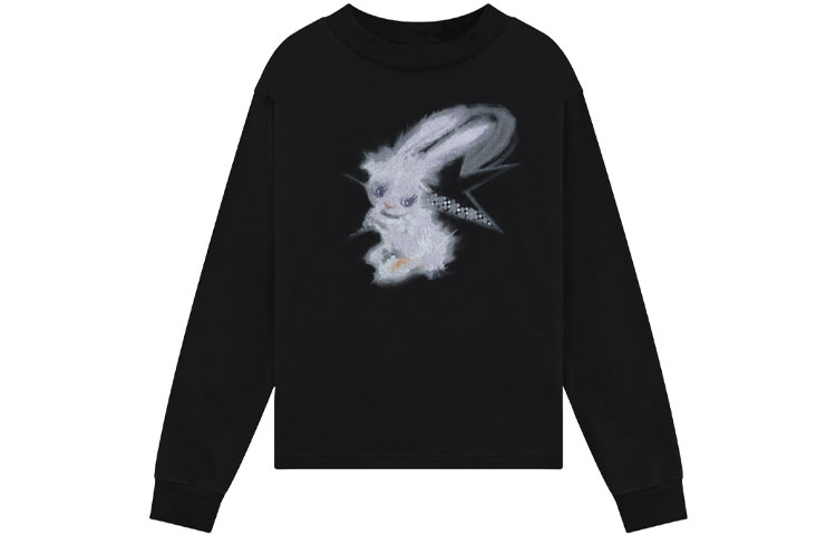 Order WE11DONE SS23 男女款黑色兔子印花長袖圓領衛衣 WD-TT1-23-792-U-BK