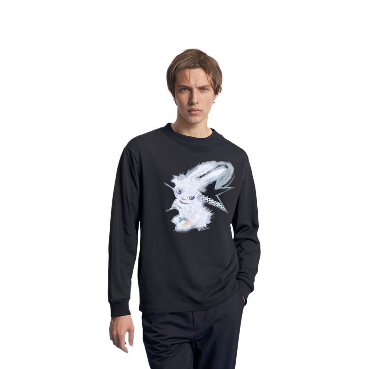 Lookbook WE11DONE SS23 男女款黑色兔子印花長袖圓領衛衣 WD-TT1-23-792-U-BK