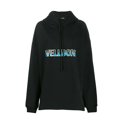 WE11DONE SS23 Unisex Black Hoodie with Solid Color Logo Print WD-TP5-19-500-U-BK
