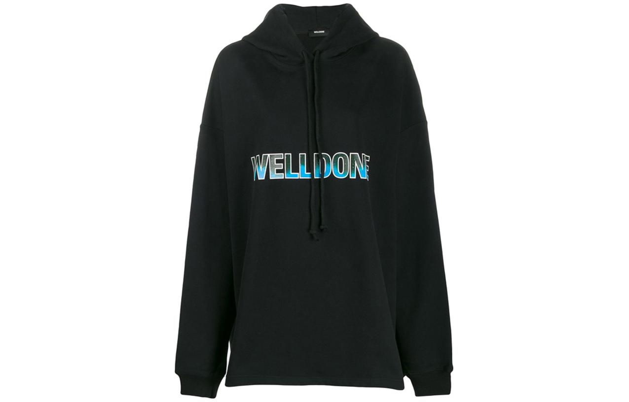 WE11DONE SS23 Unisex Black Hoodie with Solid Color Logo Print WD-TP5-19-500-U-BK 圖 2