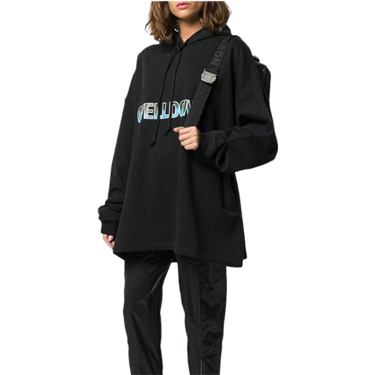 WE11DONE SS23 Unisex Black Hoodie with Solid Color Logo Print WD-TP5-19-500-U-BK 圖 3