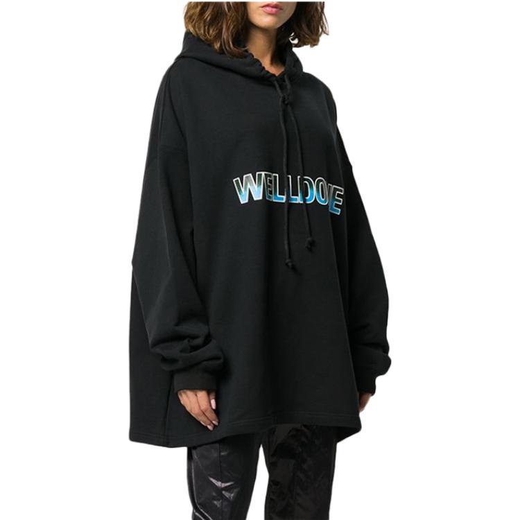 WE11DONE SS23 Unisex Black Hoodie with Solid Color Logo Print WD-TP5-19-500-U-BK 圖 5