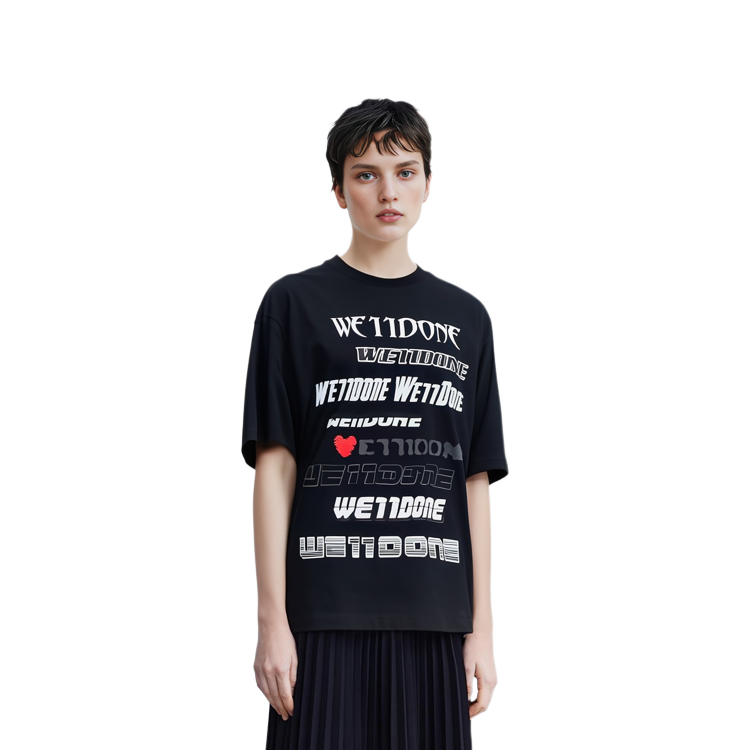 WE11DONE SS23 Unisex Black Letter Print Crewneck Short Sleeve T-Shirt WD-TT3-22-901-U-BK 圖 4