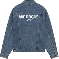 Order WE11DONE SS23 Unisex Blue Denim Jacket with Logo Print and Single Button Closure WD-DJ1-23-913-U-BL