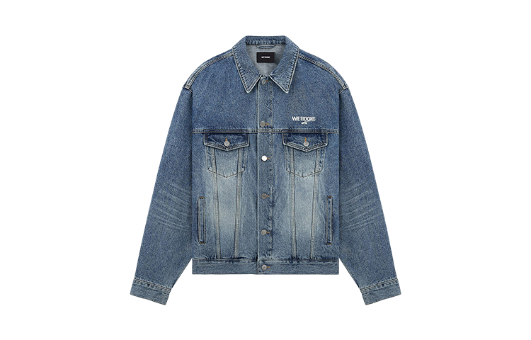 Lookbook WE11DONE SS23 男女藍色丹寧外套-標誌印花單扣設計 WD-DJ1-23-913-U-BL