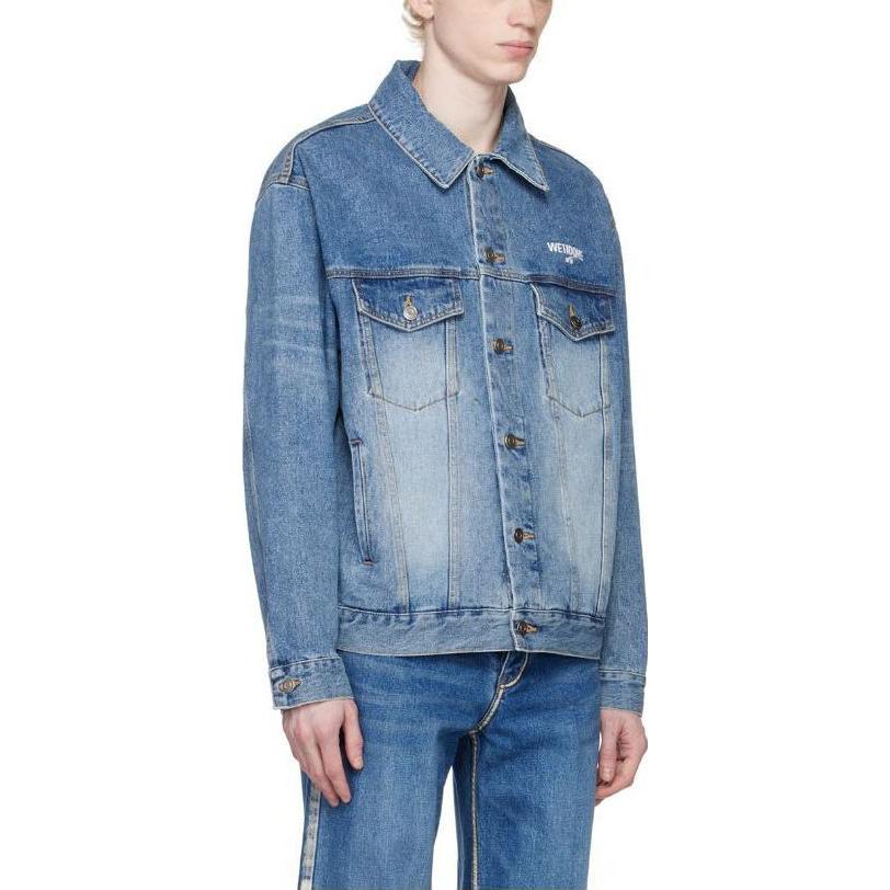 Purchase WE11DONE SS23 男女藍色丹寧外套-標誌印花單扣設計 WD-DJ1-23-913-U-BL