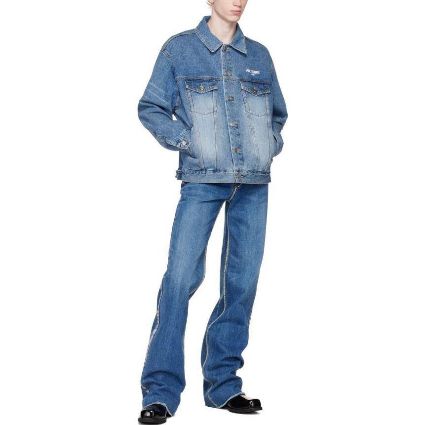 Sizing WE11DONE SS23 男女藍色丹寧外套-標誌印花單扣設計 WD-DJ1-23-913-U-BL