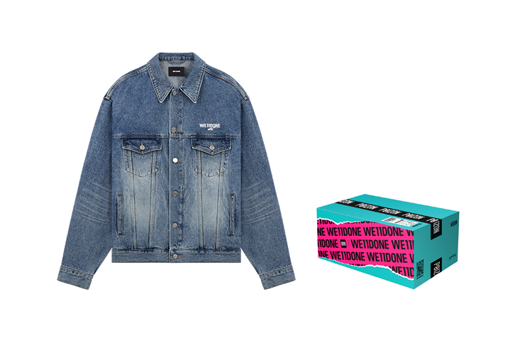 Cheap WE11DONE SS23 男女藍色丹寧外套-標誌印花單扣設計 WD-DJ1-23-913-U-BL