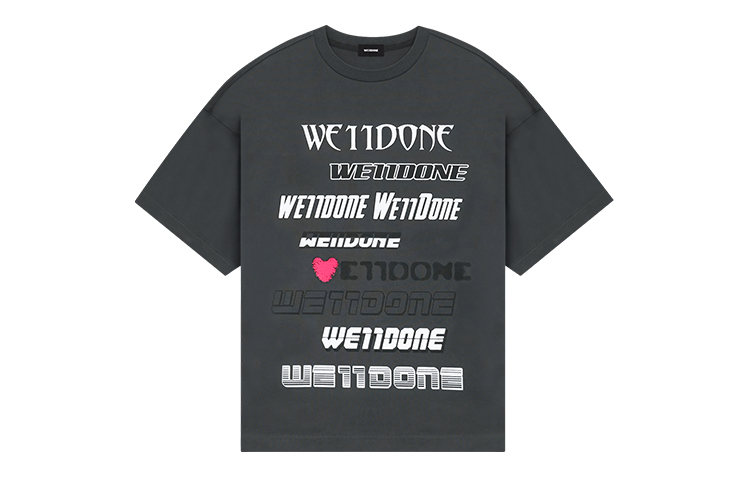 WE11DONE SS23 Unisex Grey Crewneck Short Sleeve T-Shirt with Letter Print Design WD-TT3-22-901-U-CH 圖 2