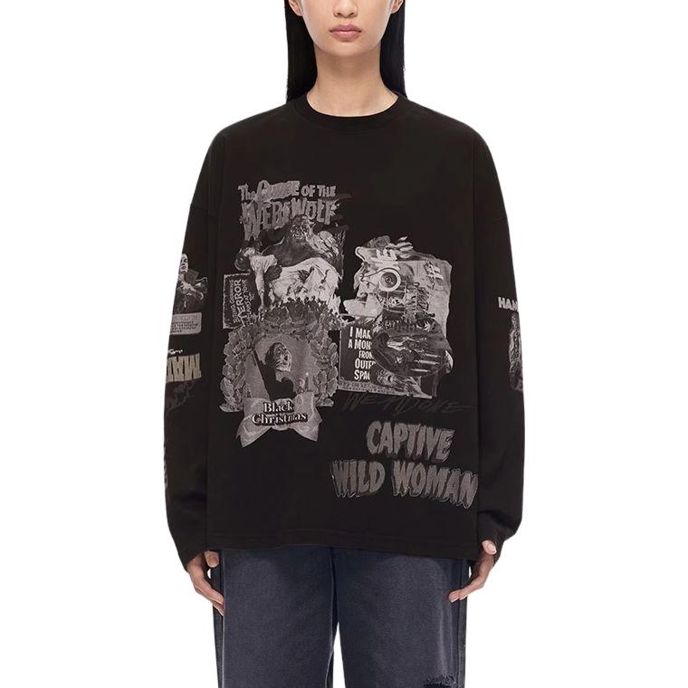 Lookbook WE11DONE SS23 ユニセックス ロゴ パッチワーク プルオーバー スウェットシャツ ブラック WD-TT1-23-991-U-BK