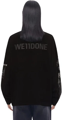 WE11DONE SS23 ユニセックス ロゴ パッチワーク プルオーバー スウェットシャツ ブラック WD-TT1-23-991-U-BK Purchase WE11DONE SS23 ユニセックス ロゴ パッチワーク プルオーバー スウェットシャツ ブラック WD-TT1-23-991-U-BK