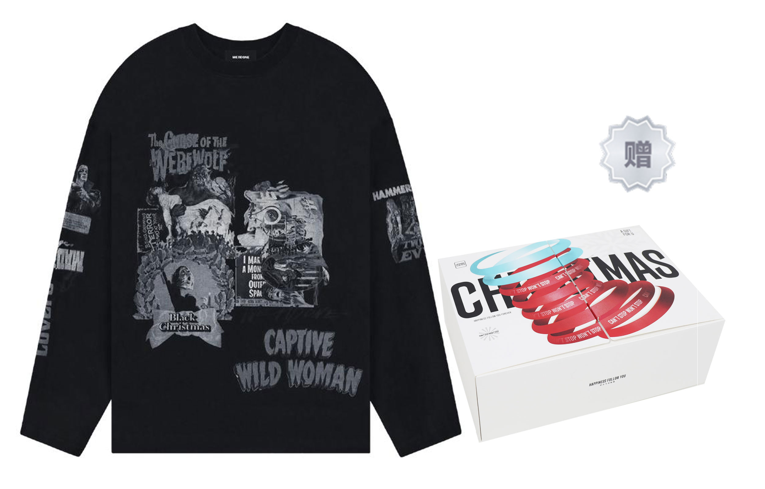 Details for WE11DONE SS23 ユニセックス ロゴ パッチワーク プルオーバー スウェットシャツ ブラック WD-TT1-23-991-U-BK