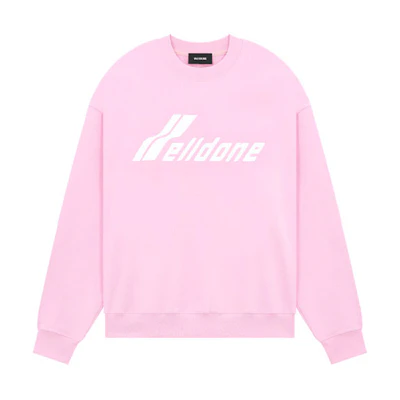 WE11DONE SS23 Unisex Logo Print Crewneck Pullover Sweatshirt Light Pink WD-TS1-23-797-U-LP