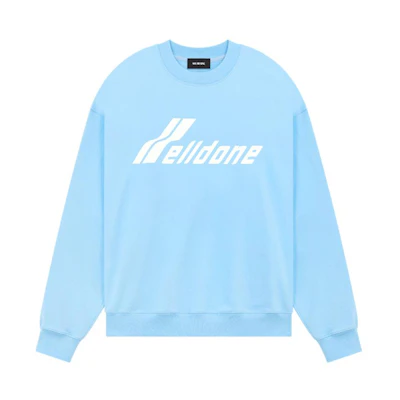 WE11DONE SS23 Unisex Oversized Logo Print Crewneck Sweatshirt Blue WD-TS1-23-797-U-SK