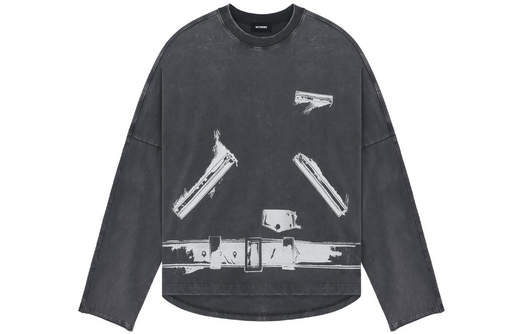 WE11DONE SS23 Unisex Printed Oversized Sweatshirt Grey. WD-TT1-23-866-U-CH