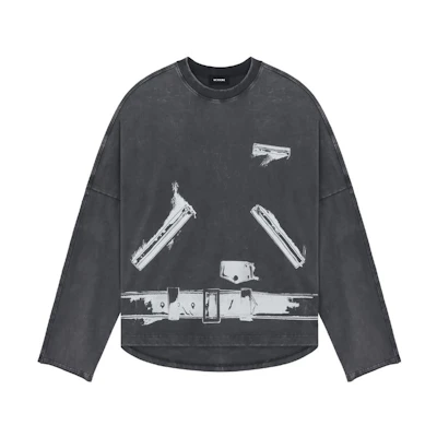 WE11DONE SS23 Unisex Printed Oversized Sweatshirt Grey. WD-TT1-23-866-U-CH