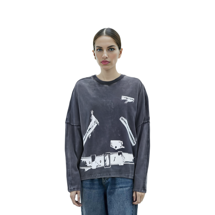 WE11DONE SS23 Unisex Printed Oversized Sweatshirt Grey. WD-TT1-23-866-U-CH 圖 3