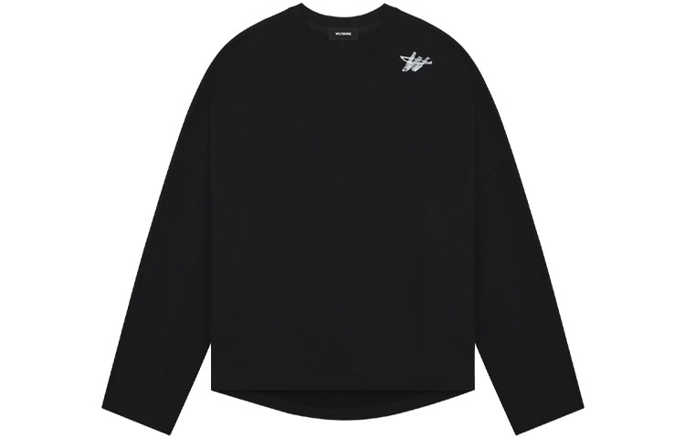 WE11DONE SS23 Unisex Pullover Sweatshirt with Logo - Black WD-TS1-23-756-U-BK