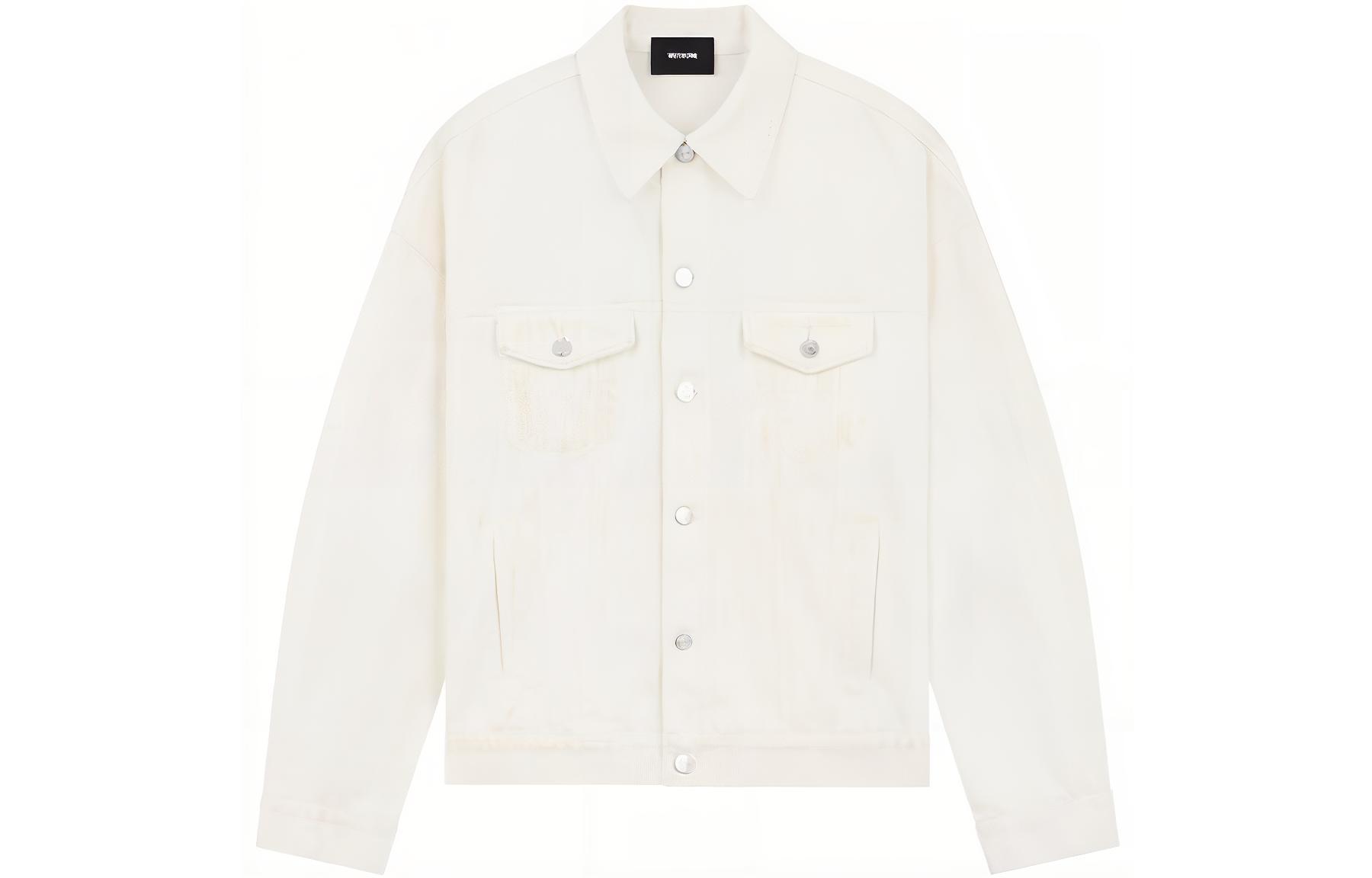 WE11DONE SS23 Unisex Washed Single-Breasted Loose Biker Denim Jacket White WD-DJ1-23-318-U-WH