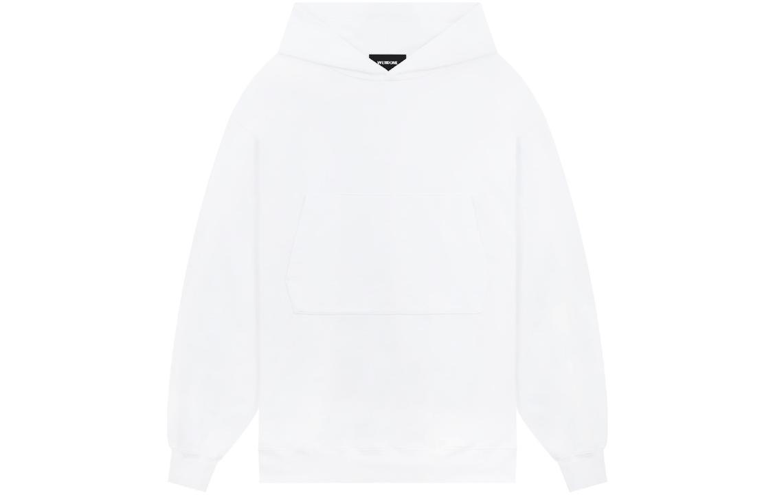 WE11DONE SS23 Unisex White Hoodie with Solid Pocket Detail Long Sleeve WD-TH1-23-799-U-WH