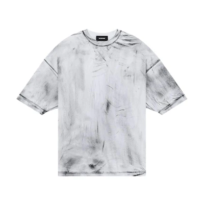 WE11DONE SS23 Unisex White Washed Logo Print T-Shirt. WD-TT1-23-874-U-WH