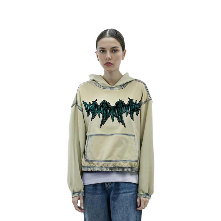 WE11DONE SS23 Washed Embroidered Oversized Hoodie Unisex Beige. WD-DJ1-23-356-U-BG 圖 3