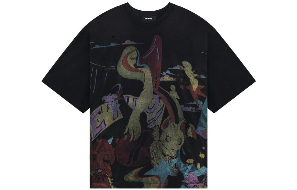 WE11DONE SS23 Washed Monster Graphic Unisex Black T-Shirt. WD-TT1-23-820-U-BK 圖 2