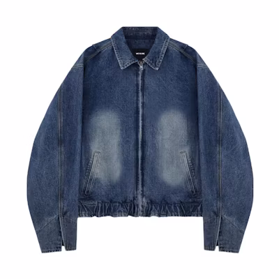WE11DONE SS23 Washed Zip Loose Fit Denim Jacket Unisex Blue. WD-DJ1-23-329-U-BL