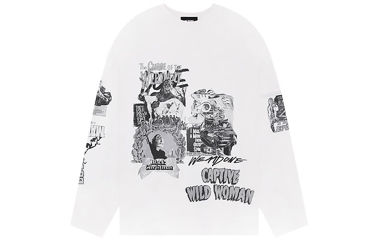Order WE11DONE SS23 白色拼接圖案徽標圓領衫 男女款 WD-TT1-23-991-U-WH