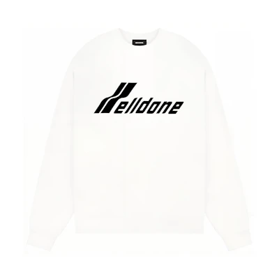 WE11DONE SS23 White Logo Print Crewneck Oversized Sweatshirt Unisex WD-TS1-23-797-U-WH