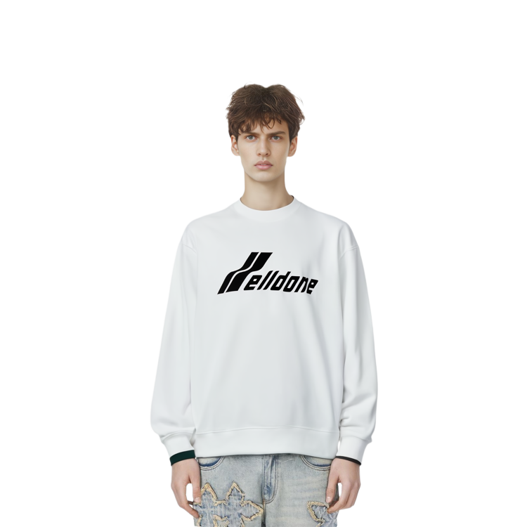 WE11DONE SS23 White Logo Print Crewneck Oversized Sweatshirt Unisex WD-TS1-23-797-U-WH 圖 3