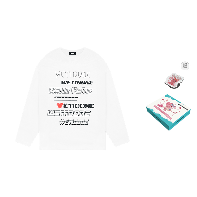 WE11DONE SS23 White Logo Print Long Sleeve Unisex Sweatshirt. WD-TT3-22-903-U-WH