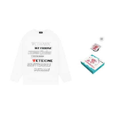 WE11DONE SS23 White Logo Print Long Sleeve Unisex Sweatshirt. WD-TT3-22-903-U-WH
