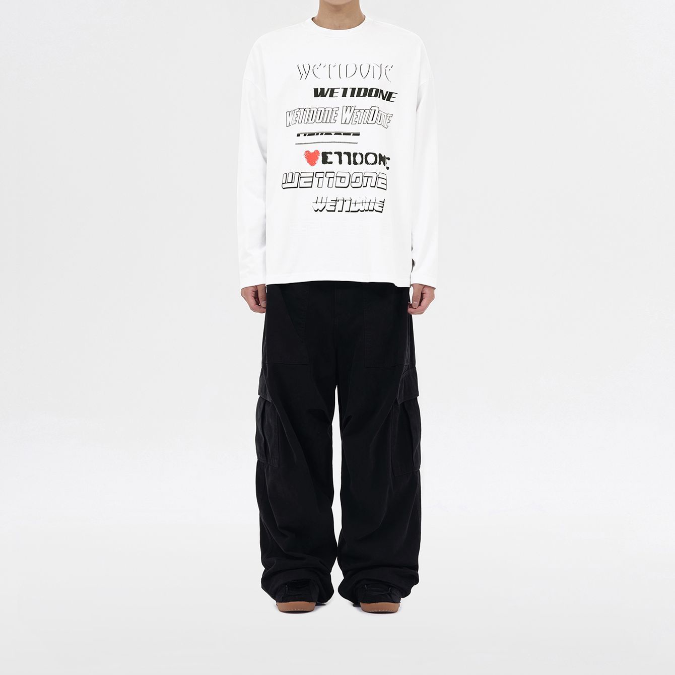 Purchase WE11DONE SS23 白色logo印花長袖男女款衛衣。 WD-TT3-22-903-U-WH