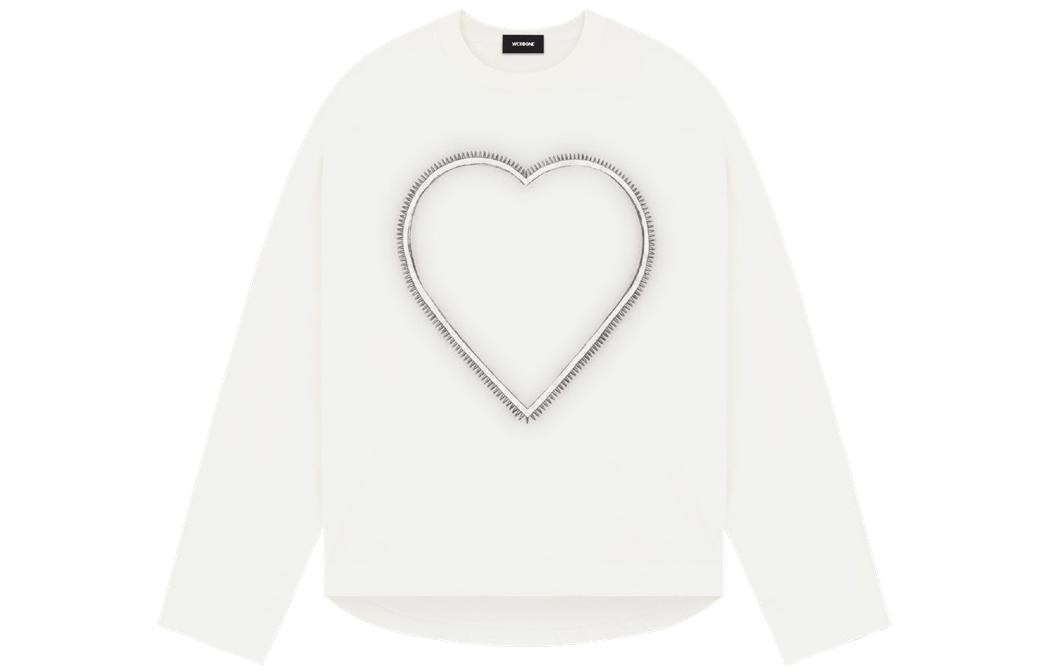 WE11DONE SS23 White Long Sleeve Tee with Heart Graphic Unisex WD-TT1-23-865-U-IV 圖 2