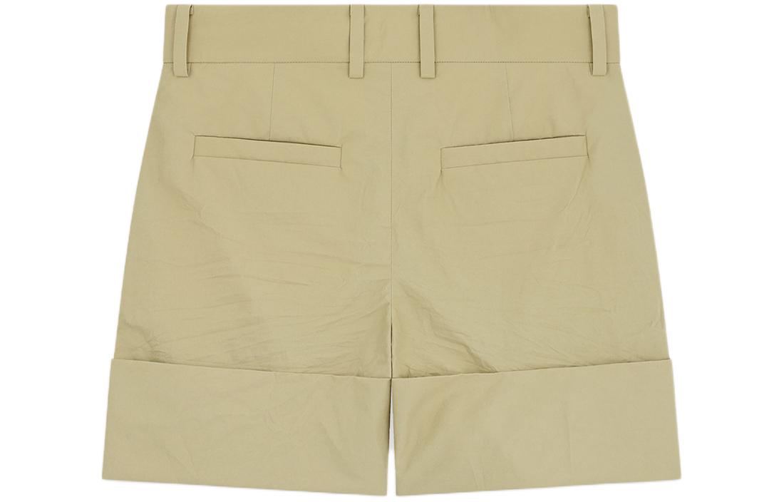 Lookbook WE11DONE SS24 米色寬鬆皺褶拉鍊休閒短褲 WD-PT0-24-204-M-BG