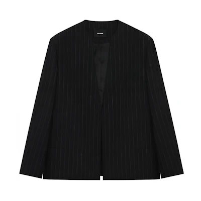 WE11DONE SS24 Black Striped Long-Sleeve Casual Blazer WD-JK1-24-025-M-BK